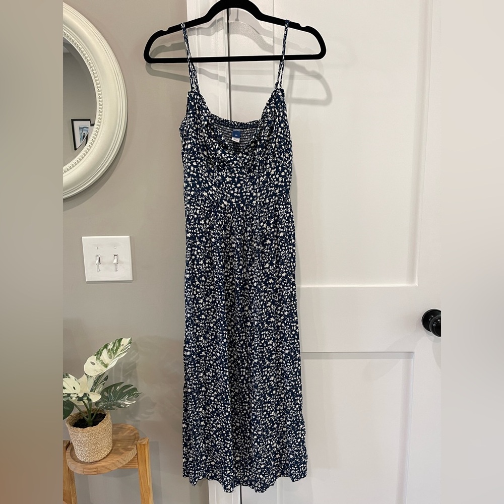 Blue Floral Spaghetti Strap Dress